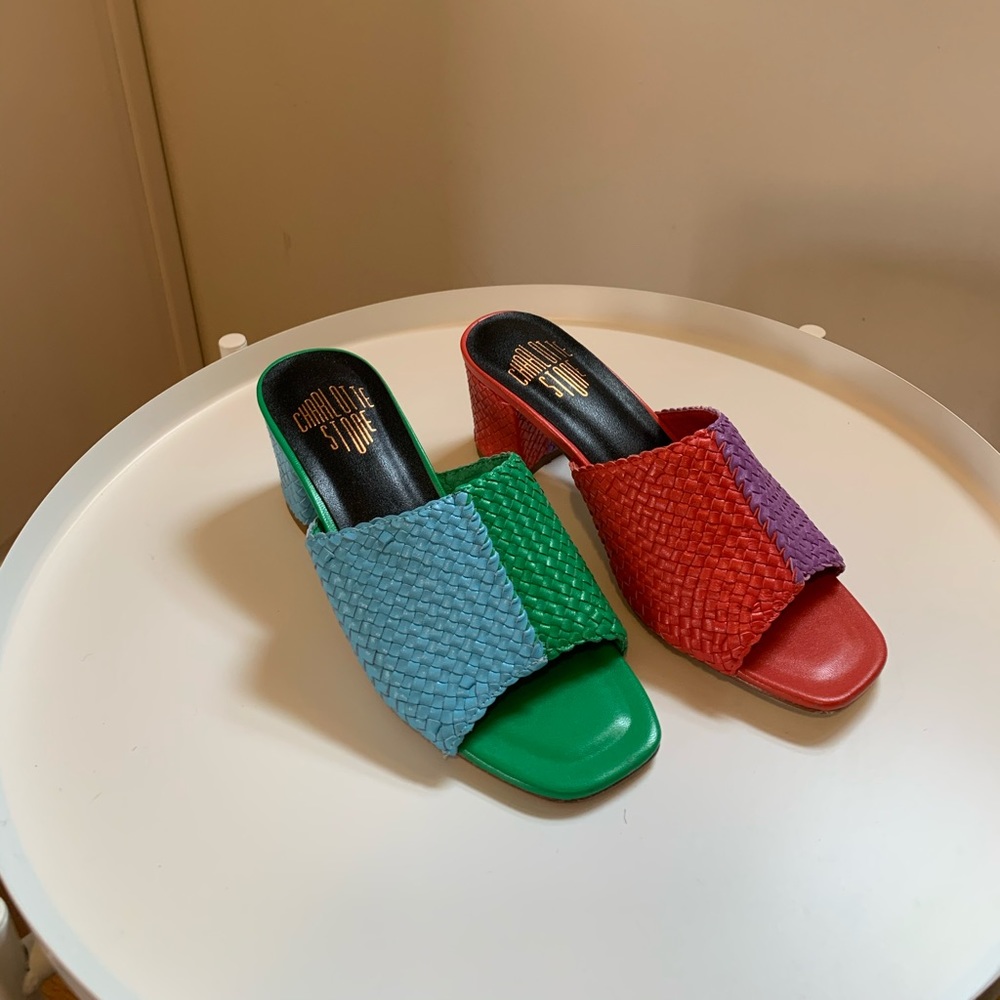 Charlotte Stone Handwoven Leather Mules